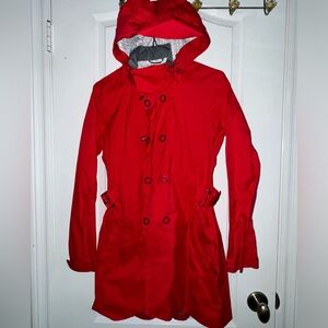REI Women's Double Snap Hooded Red Raincoat Size Small